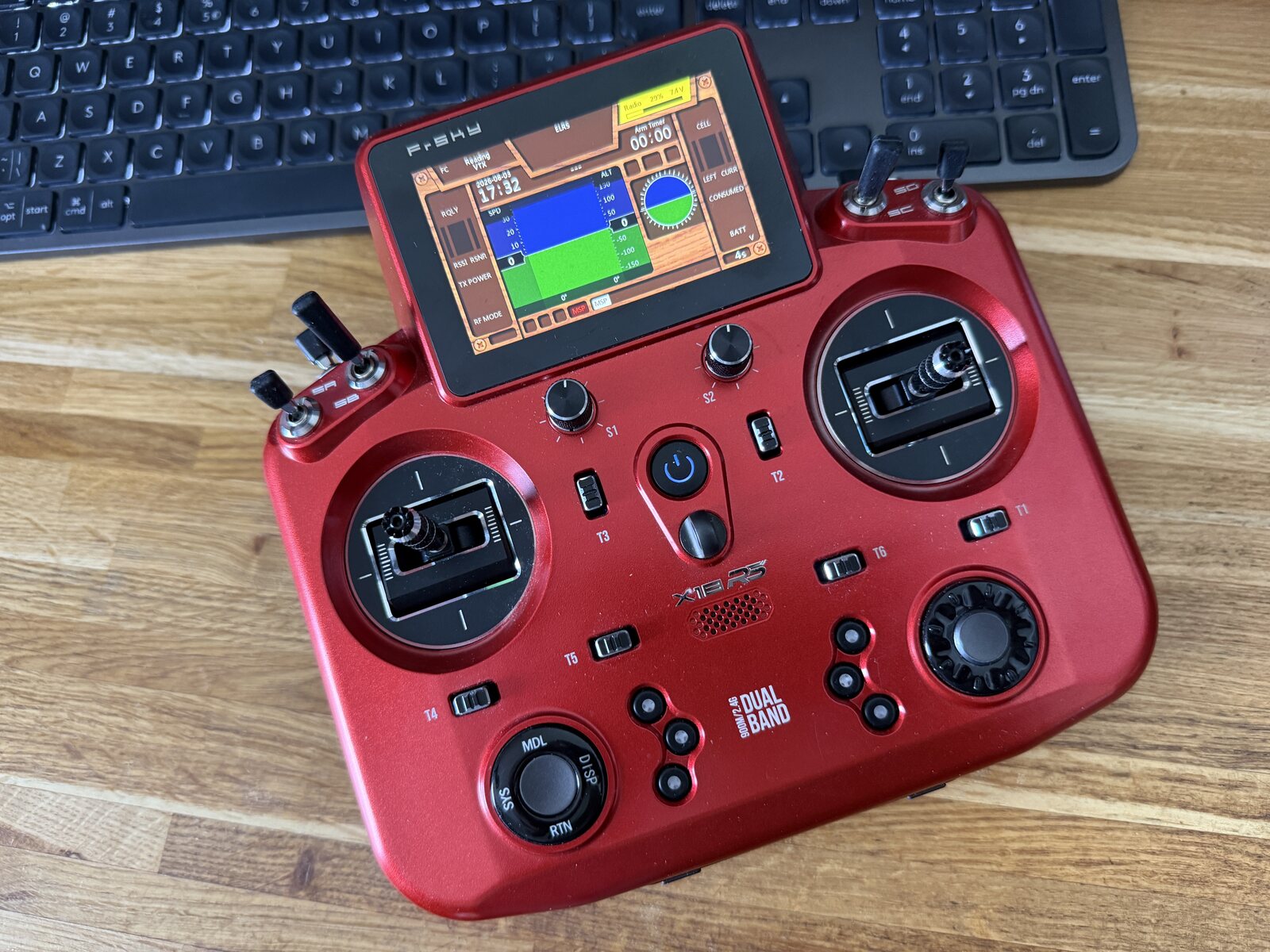 FM2M ToolBox 2 Dashboard with Wood theme running on an ETHOS radio