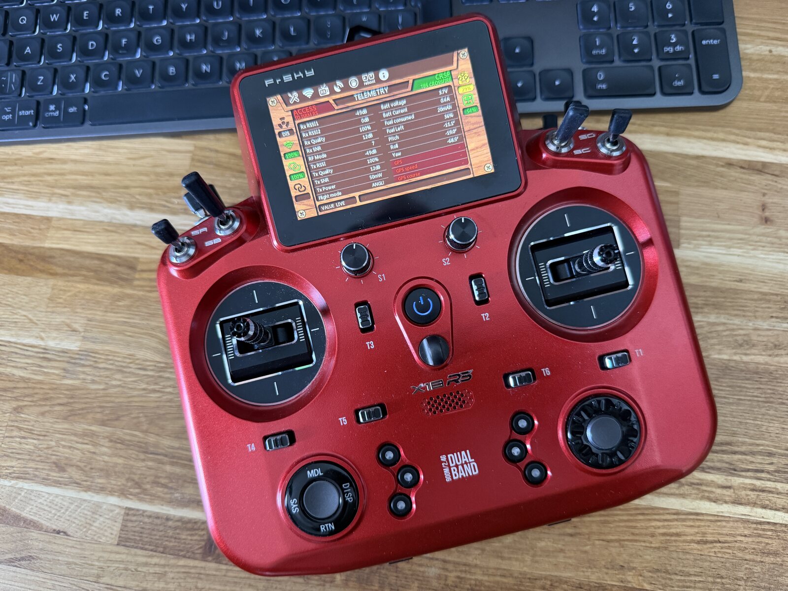 FM2M ToolBox 2 Telemetry module with Wood theme running on an ETHOS radio